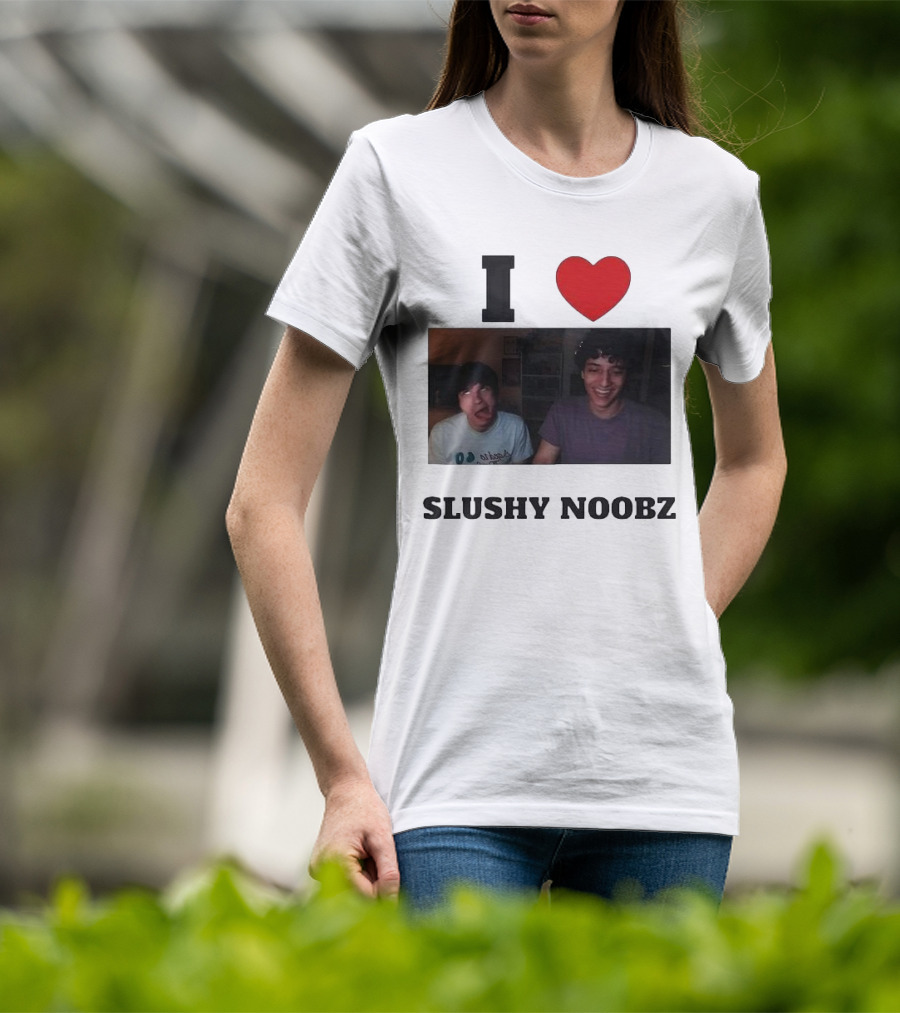 I Love Slushy Noobz Funny Duo Smiling Photo T-Shirt