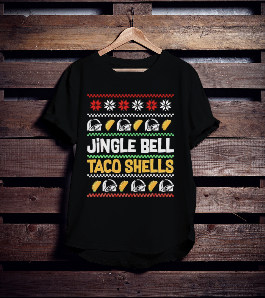 Jingle Bell Taco Shells Christmas Snowflakes Festive Tacos T-Shirt