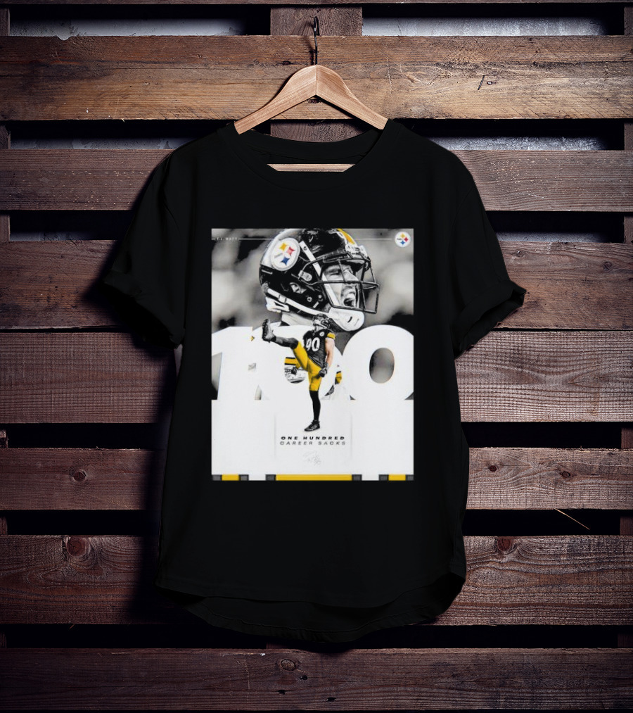 TJ Watt Pittsburgh Steelers 100 Career Sacks Signature T-Shirt