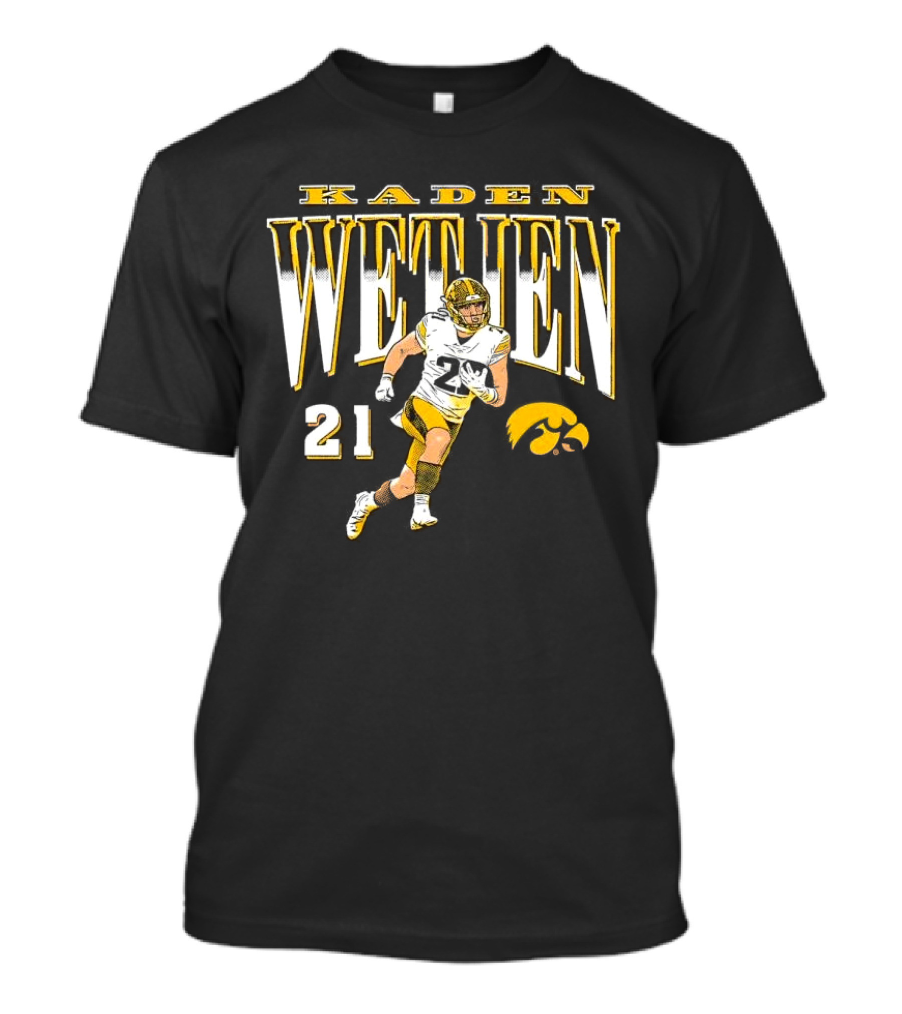 Kaden Wetjen Iowa Hawkeyes 21 Player Cartoon T-Shirt