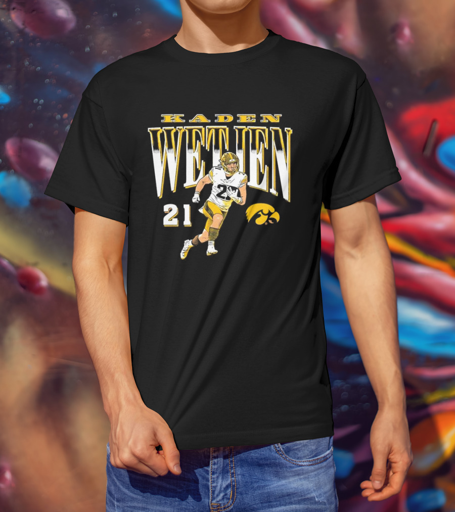 Kaden Wetjen Iowa Hawkeyes 21 Player Cartoon T-Shirt