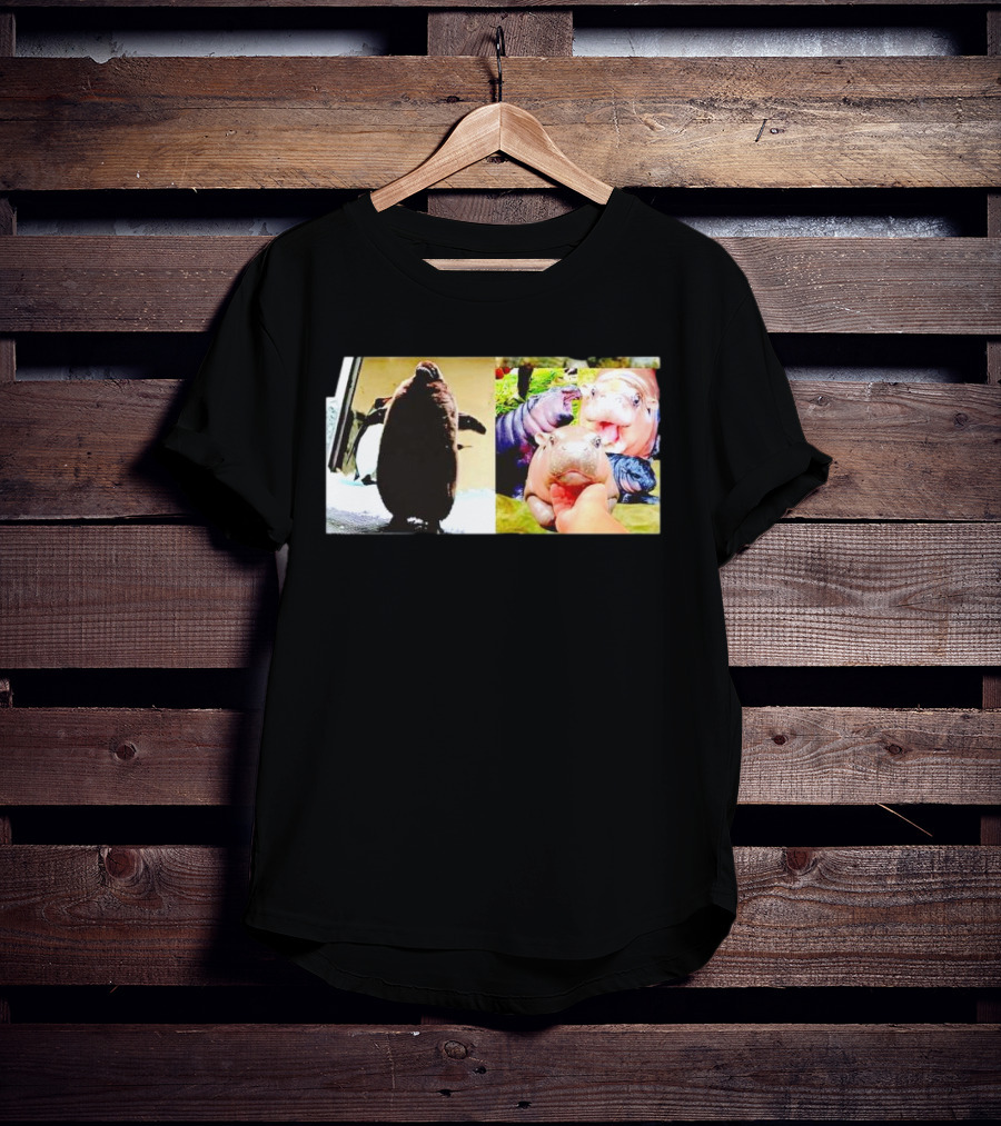 Moo Deng Hippo And Baby Penguin Pesto Family Moments T-Shirt