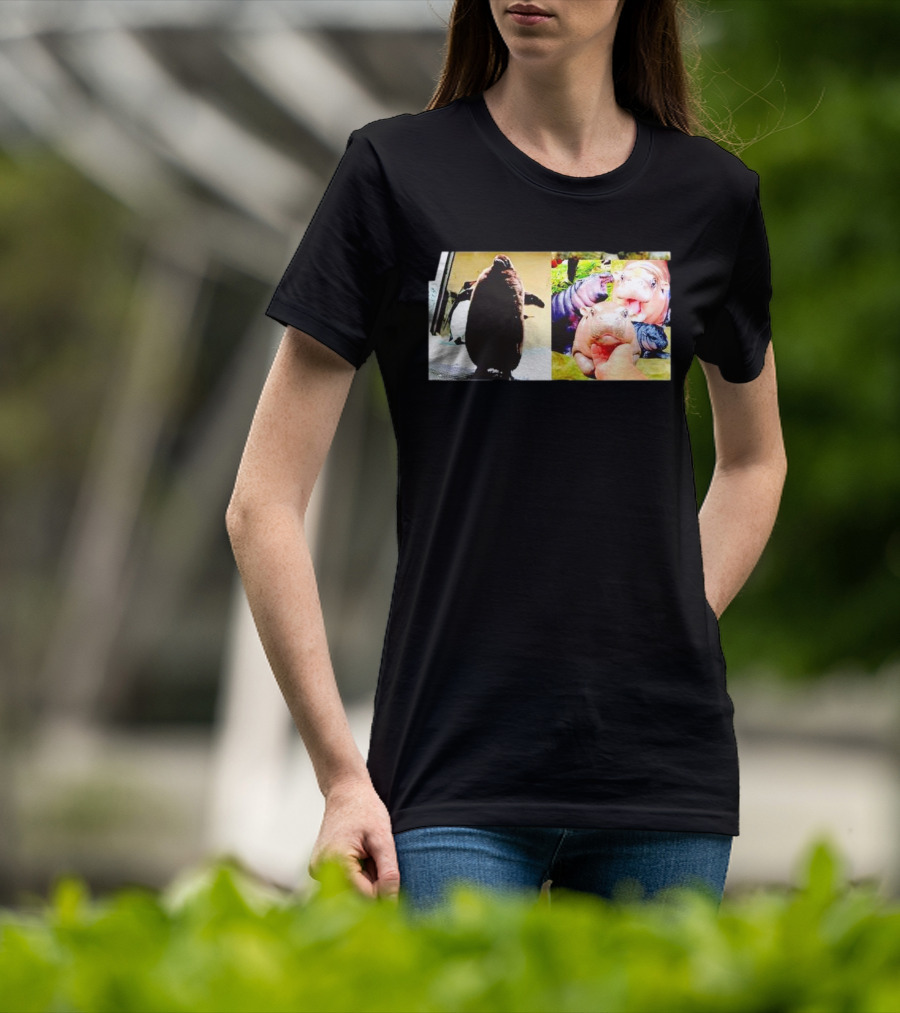 Moo Deng Hippo And Baby Penguin Pesto Family Moments T-Shirt