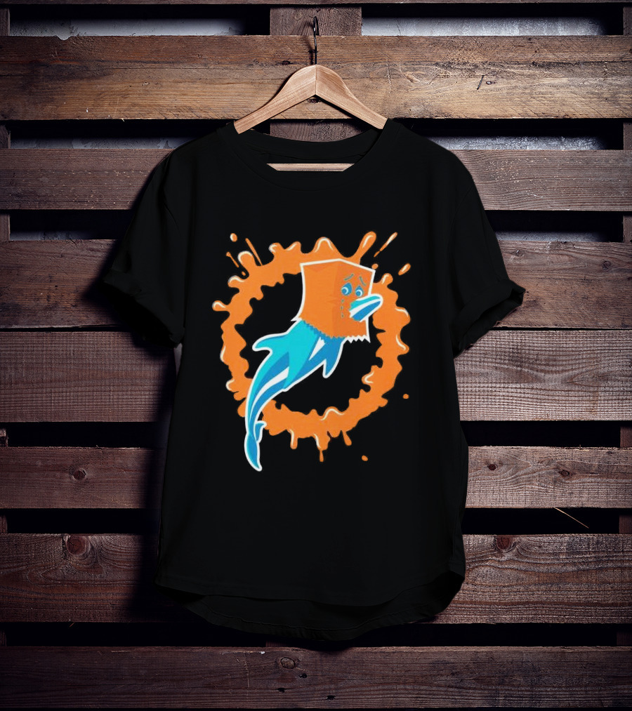 Paper Bag Dolphin Miami Dolphins Fan Humor NFL Sports Team T-Shirt