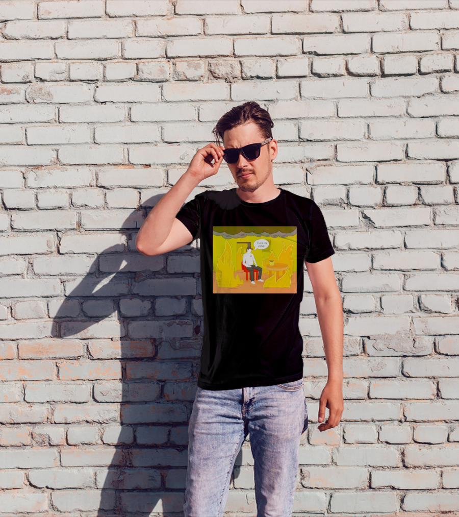 San Francisco 49ers This Is Fine Cartoon Fire Background T-Shirt