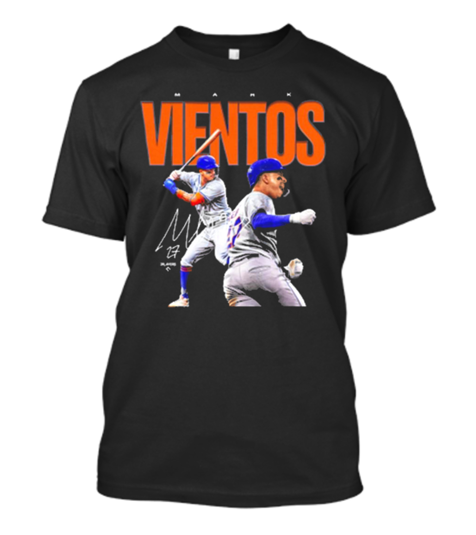 Mark Vientos New York Mets MLB 27 Signature Baseball Action T-Shirt