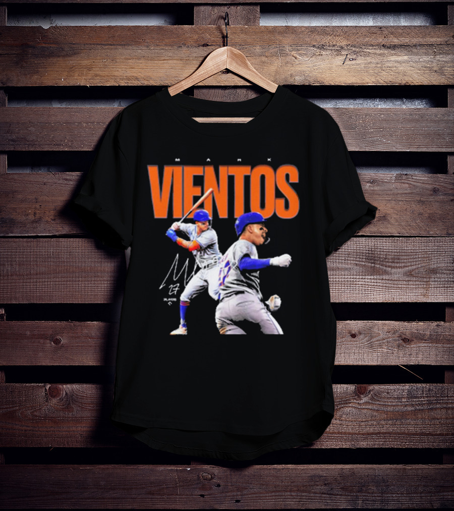 Mark Vientos New York Mets MLB 27 Signature Baseball Action T-Shirt