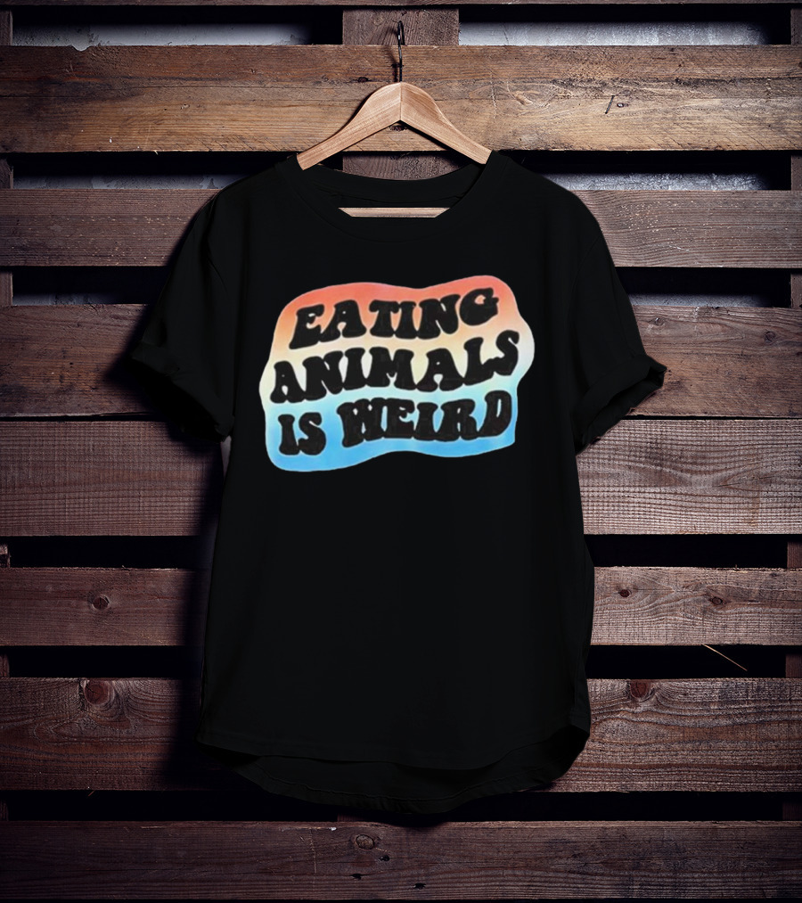 Eating Animals Is Weird Retro Hippie Style Bold Psychedelic Text T-Shirt