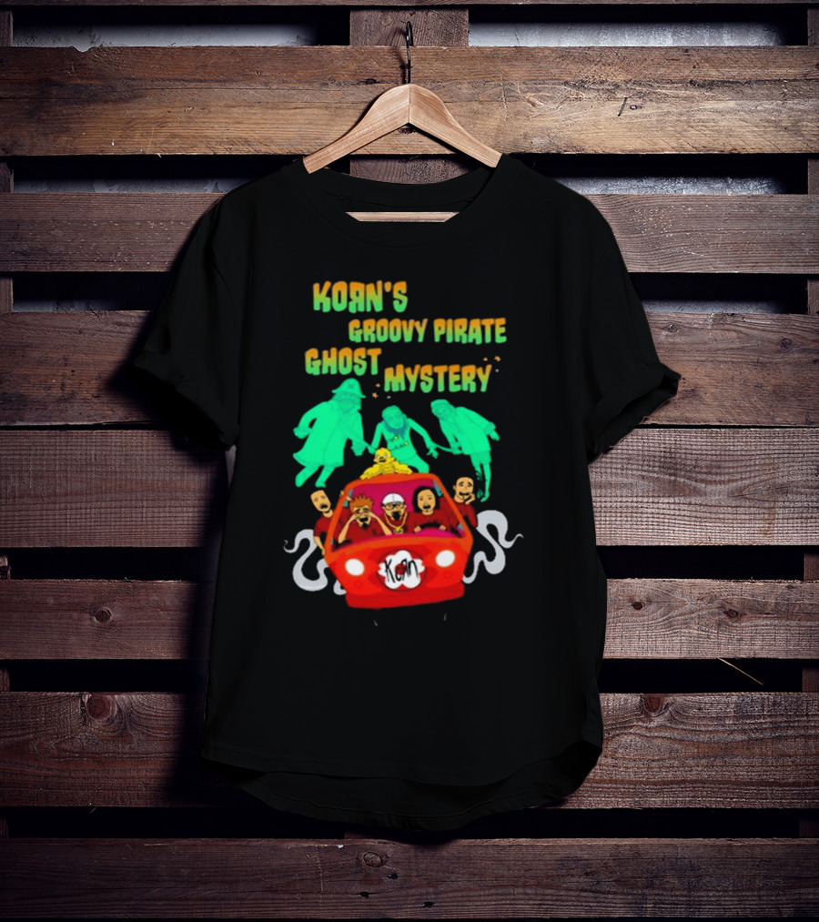 Korn Groovy Pirate Ghost Mystery Band In Red Van With Creepy Specters T-Shirt