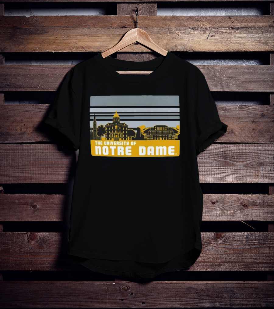 The University Of Notre Dame Fighting Irish Striped Campus Skyline T-Shirt