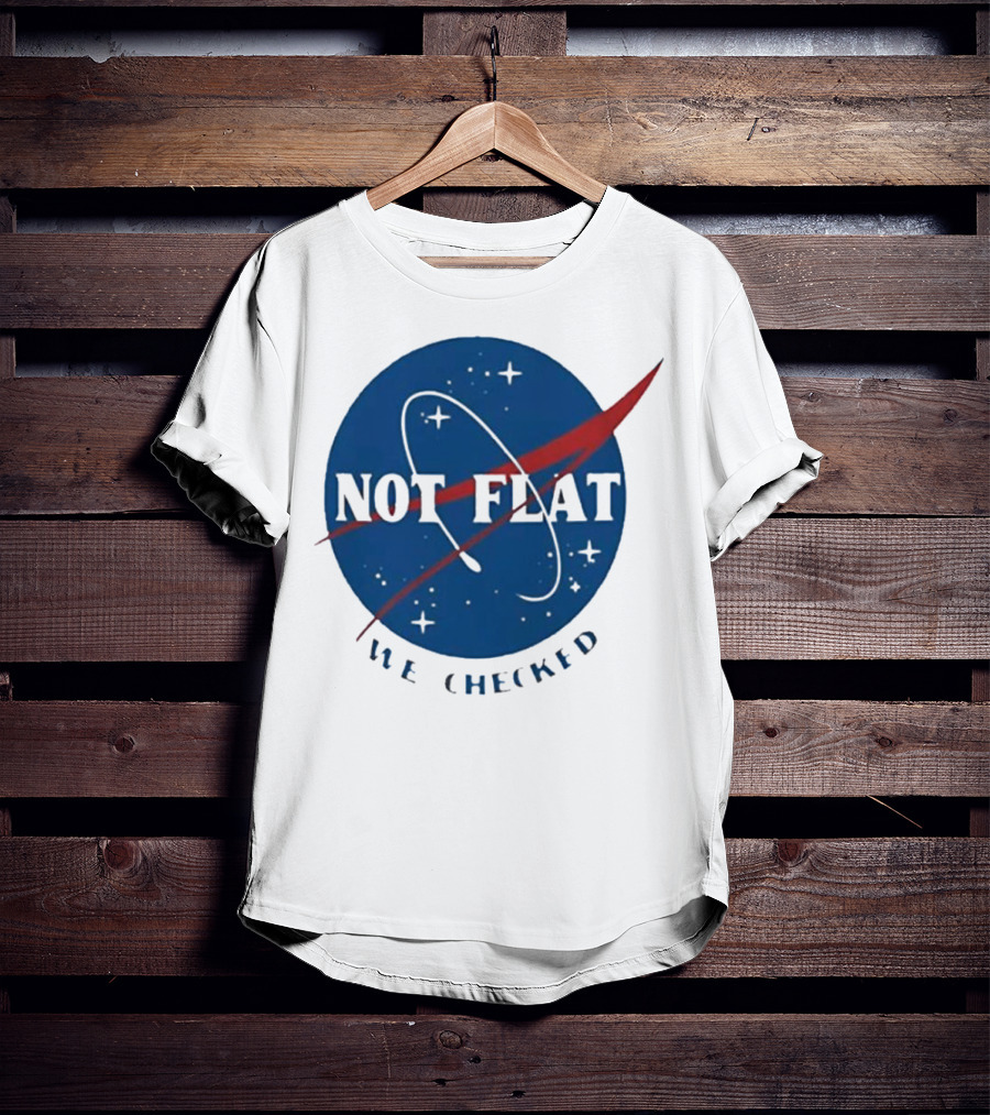 Not Flat We Checked Space Exploration Emblem T-Shirt
