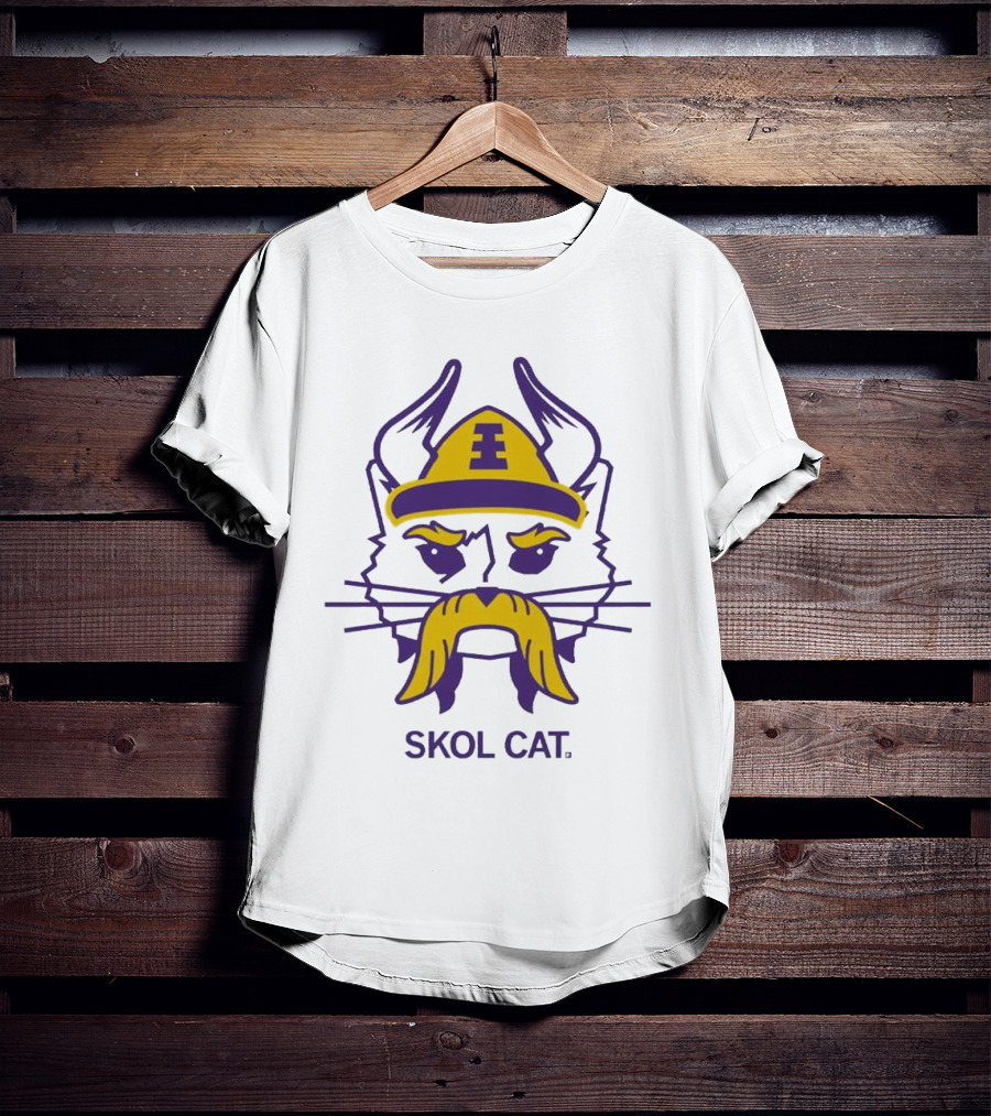 Skol Cat Viking Helmet Mustache Sports Enthusiast T-Shirt