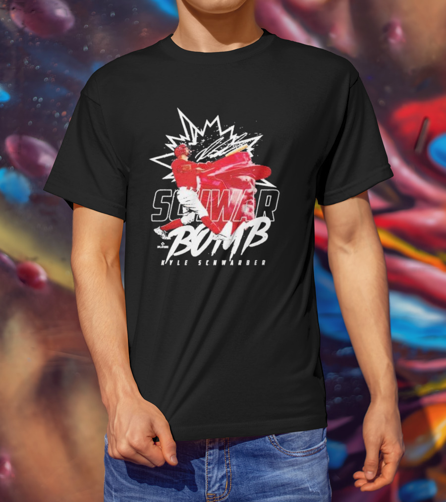 Schwar Bomb Kyle Schwarber Philadelphia Phillies Signature Iconic Baseball Explosion T-Shirt