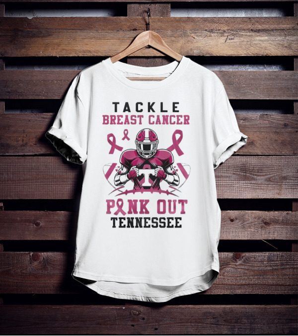 Tackle Breast Cancer Pink Out Tennessee Football T-Shirt