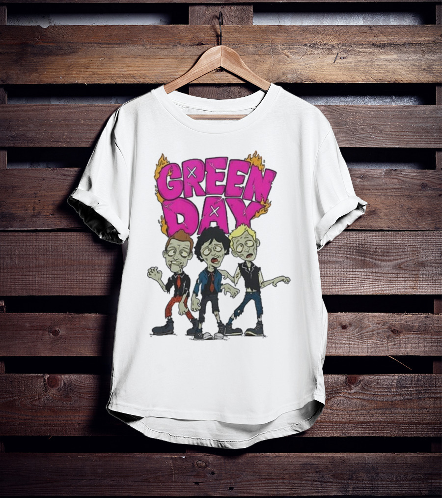 Green Day Zombie Band Cartoon Characters T-Shirt