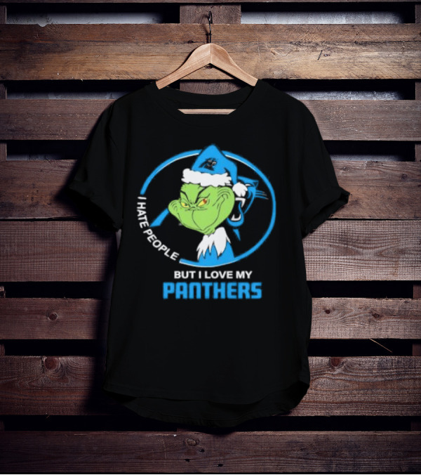 Carolina Panthers Christmas Grinch I Hate People But Love My Panthers T-Shirt