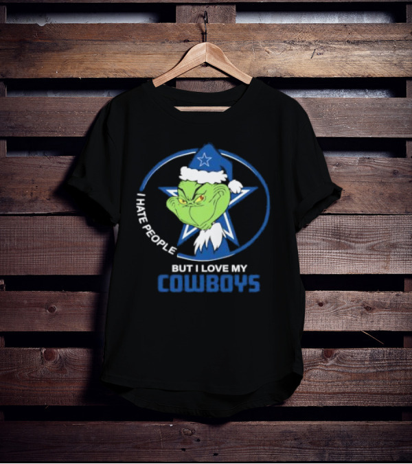 Dallas Cowboys Christmas Grinch I Hate People But I Love My Cowboys T-Shirt