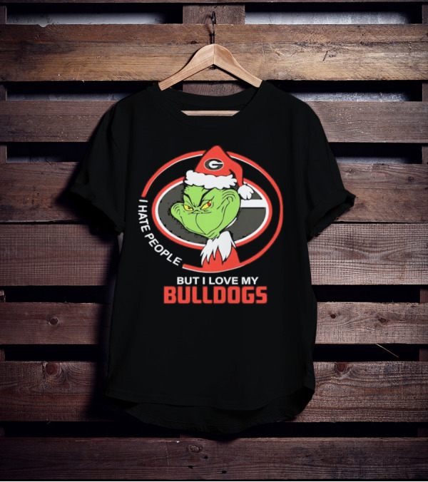 Georgia Bulldogs Christmas Grinch I Hate People But I Love My Bulldogs T-Shirt
