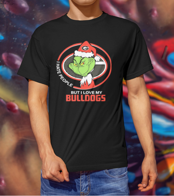 Georgia Bulldogs Christmas Grinch I Hate People But I Love My Bulldogs T-Shirt