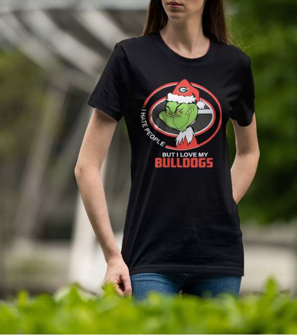 Georgia Bulldogs Christmas Grinch I Hate People But I Love My Bulldogs T-Shirt