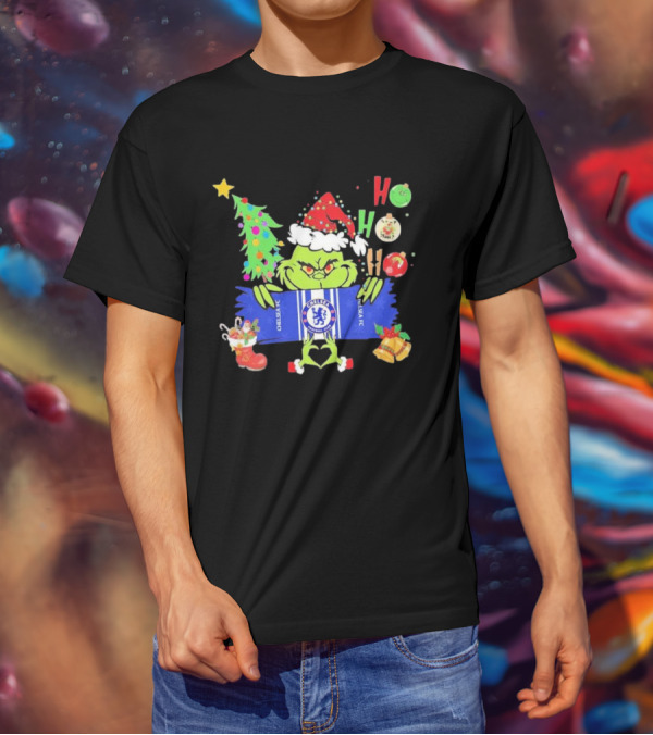 Grinch Ho Ho Ho Chelsea FC Christmas Festive Football Fun T-Shirt