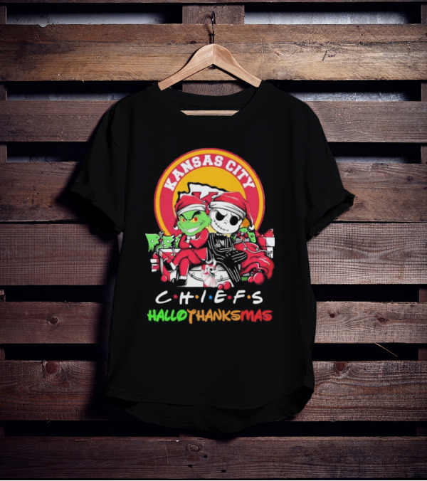 Kansas City Chiefs Grinch Jack Skellington Hallothanksmas T-Shirt
