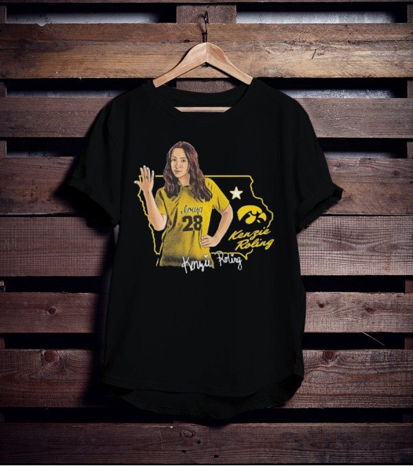 Iowa Kenzie Roling 28 Hawkeyes Cartoon Player T-Shirt