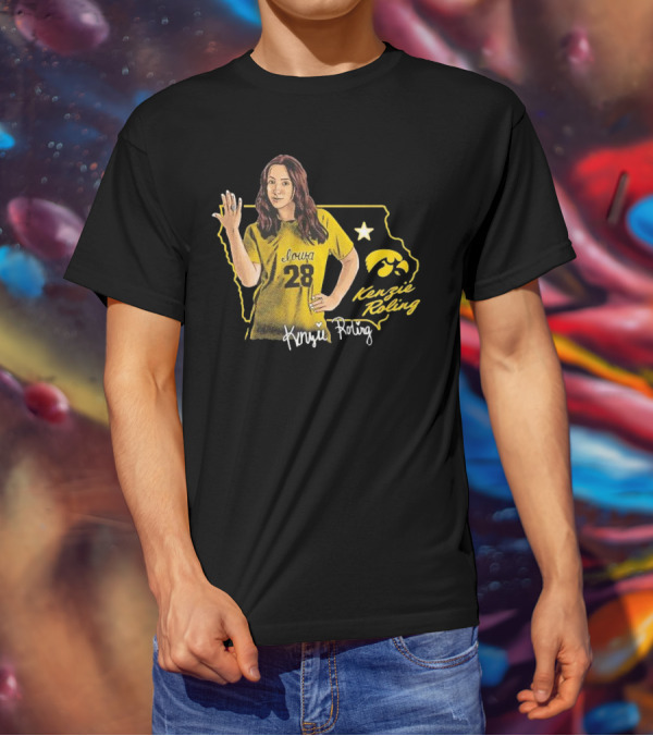Iowa Kenzie Roling 28 Hawkeyes Cartoon Player T-Shirt