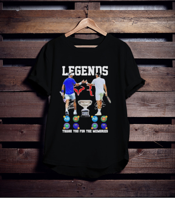 LEGENDS Roger Federer Rafael Nadal Thank You For The Memories Tennis Grand Slam Icons T-Shirt