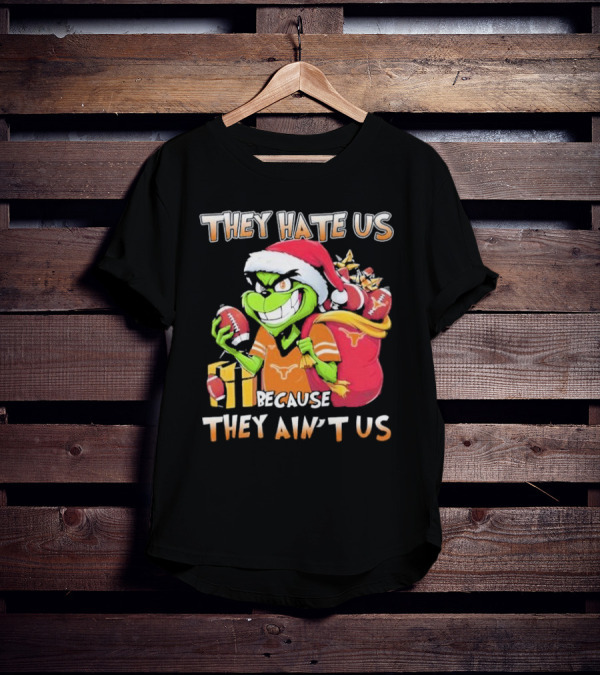 Texas Longhorns Grinch They Hate Us Because They Ain't Us Christmas Football Santa Hat Gift Bag T-Shirt