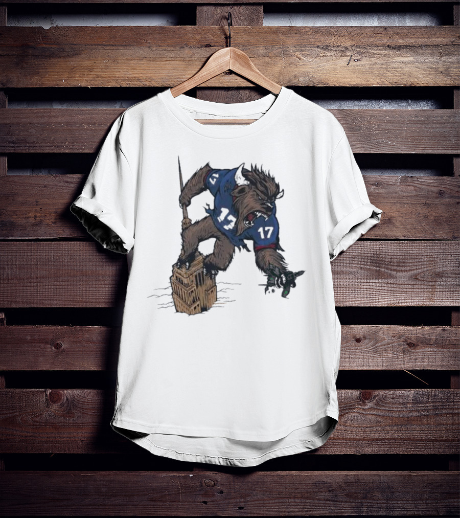 Buffalo Bills King Of New York Mascot Towering Beast Number 17 T-Shirt