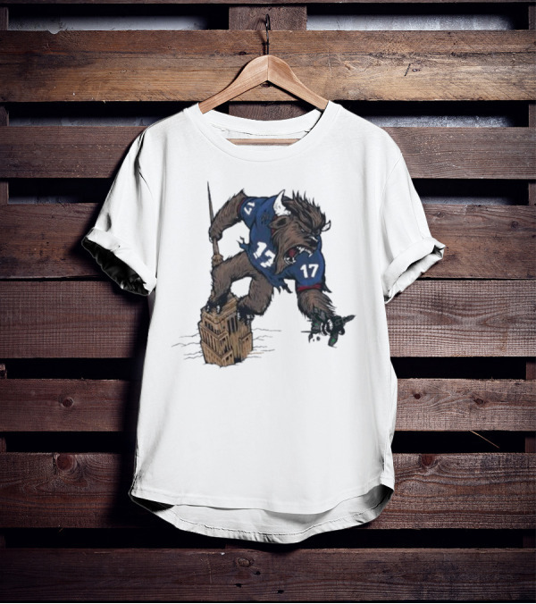 Buffalo Bills King Of New York Mascot Towering Beast Number 17 T-Shirt