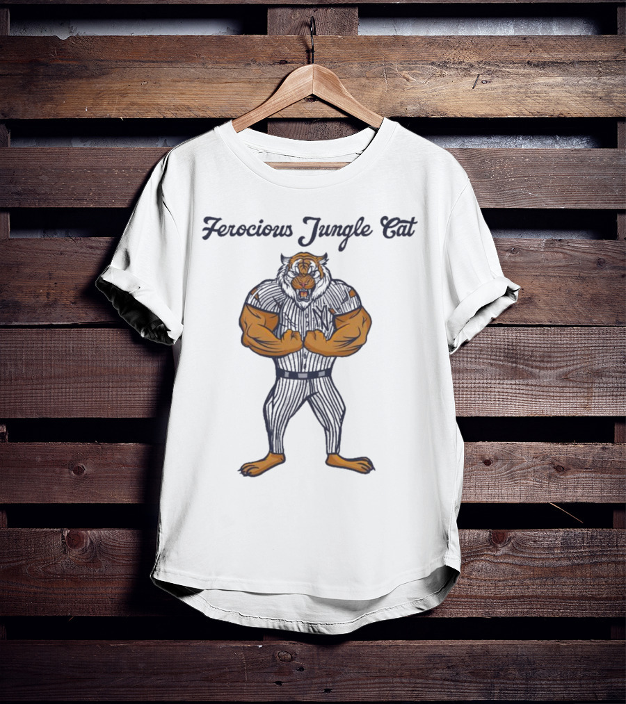 Ferocious Jungle Cat Yankees Tiger Mascot T-Shirt