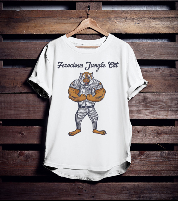 Ferocious Jungle Cat Yankees Tiger Mascot T-Shirt
