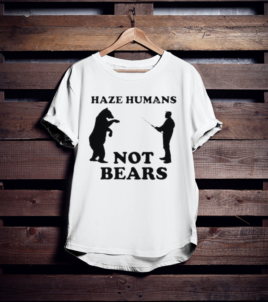 Haze Humans Not Bears Silhouette Of Person And Bear Confrontation T-Shirt