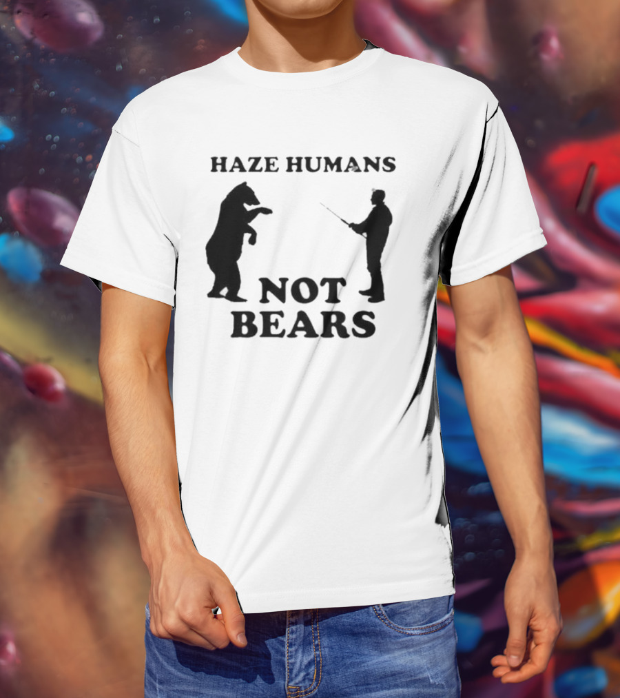 Haze Humans Not Bears Silhouette Of Person And Bear Confrontation T-Shirt