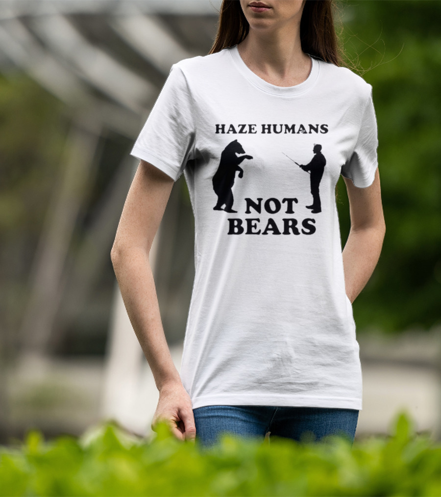 Haze Humans Not Bears Silhouette Of Person And Bear Confrontation T-Shirt