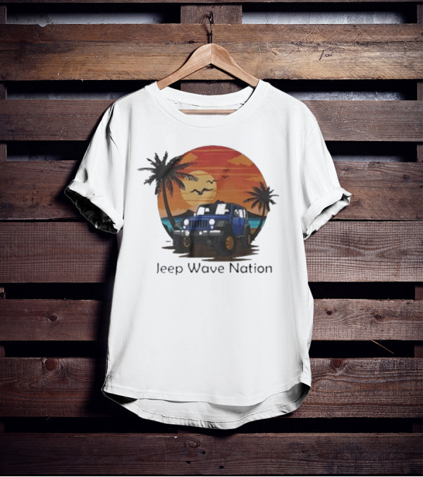 Jeep Wave Nation Vintage Sunset Adventure Scene T-Shirt
