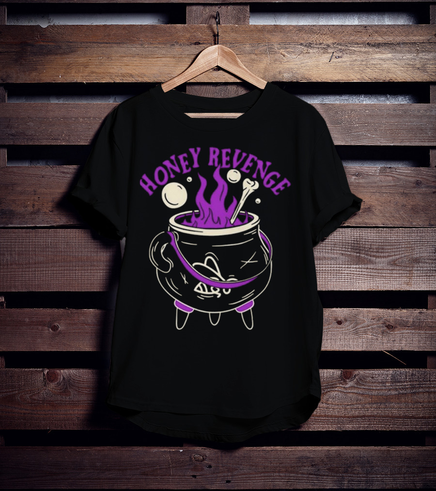 Honey Revenge Bubbling Cauldron With Bone And Flames T-Shirt