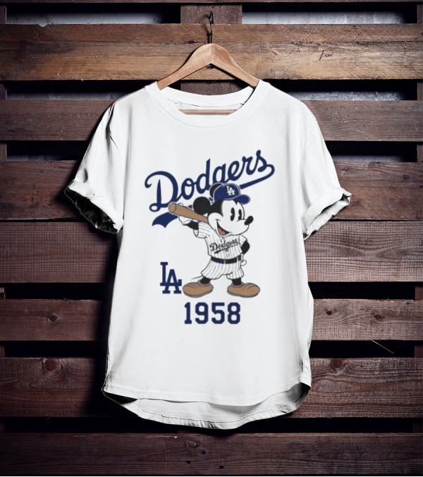 Mickey Mouse Los Angeles Dodgers 1958 LA Baseball T-Shirt