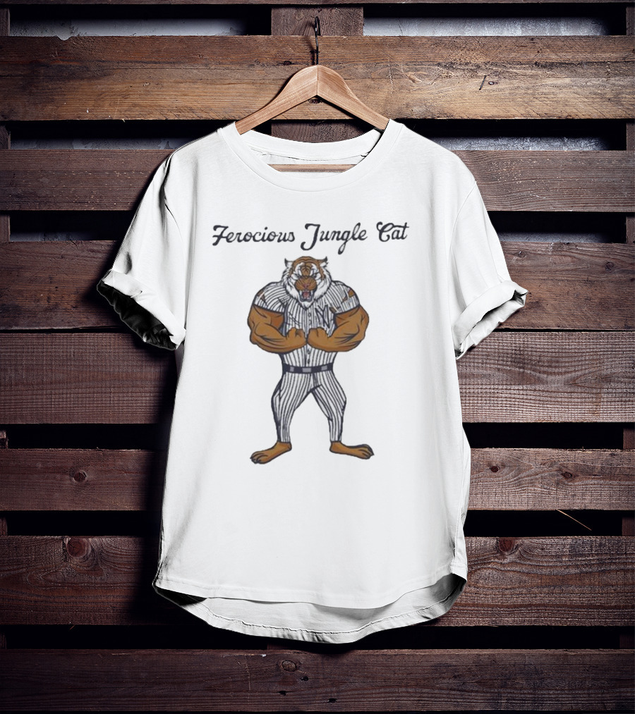 New York Yankees MLB Ferocious Jungle Cat Fierce Tiger In Pinstripes T-Shirt