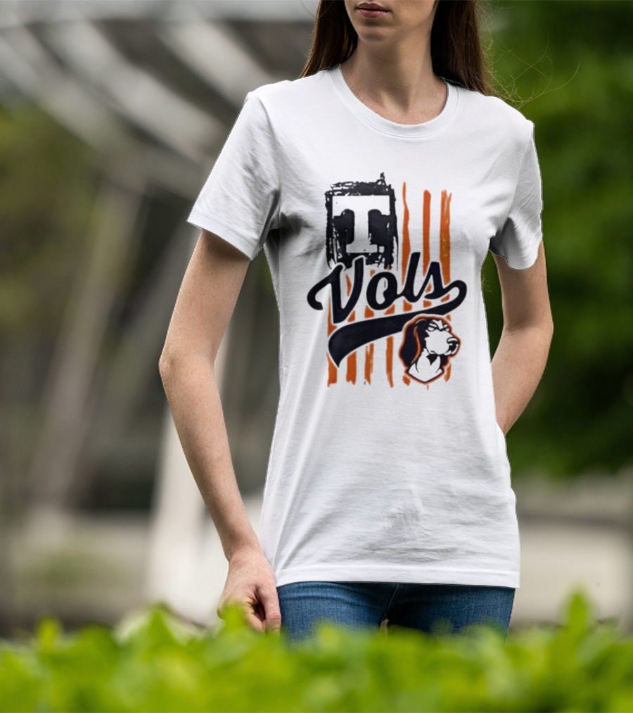 Vols T Logo With Dog And Orange Stripes T-Shirt