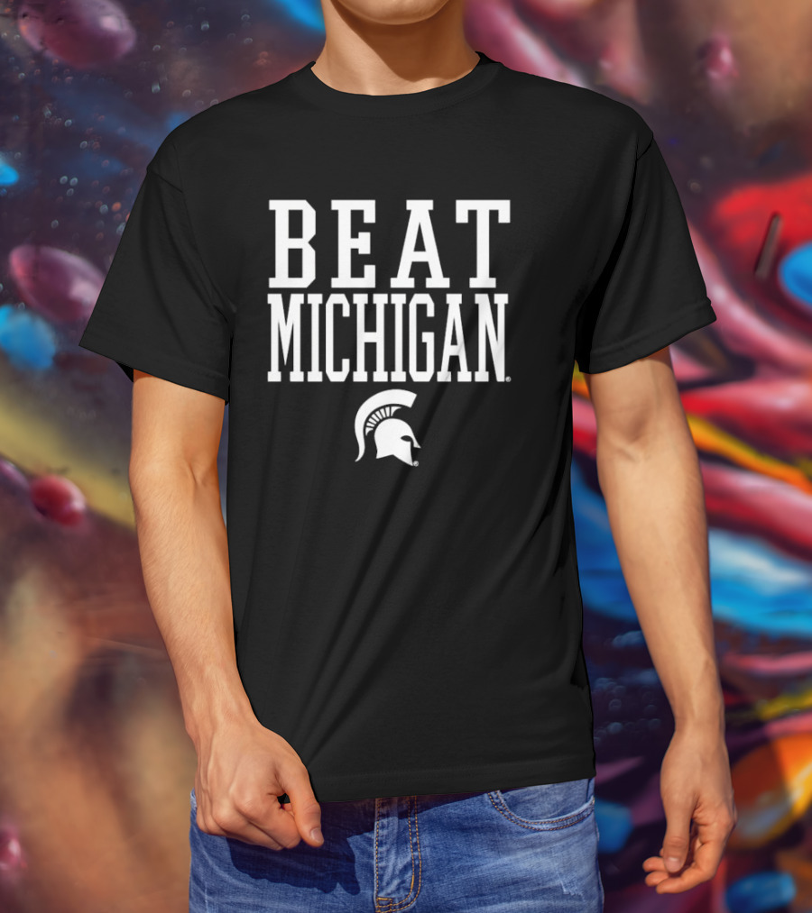 Beat Michigan Michigan State Spartans Helmet T-Shirt