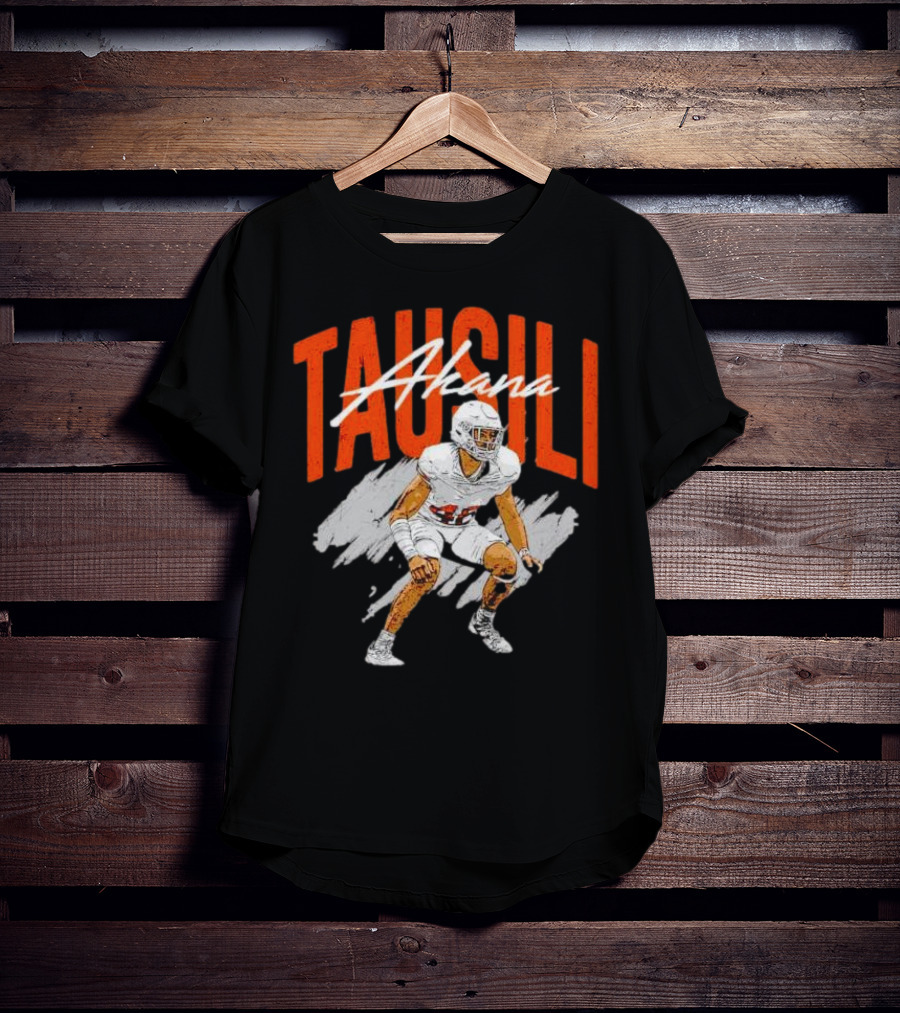 Tausili Akana Texas Longhorns Player Football Action T-Shirt