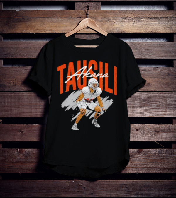 Tausili Akana Texas Longhorns Player Football Action T-Shirt