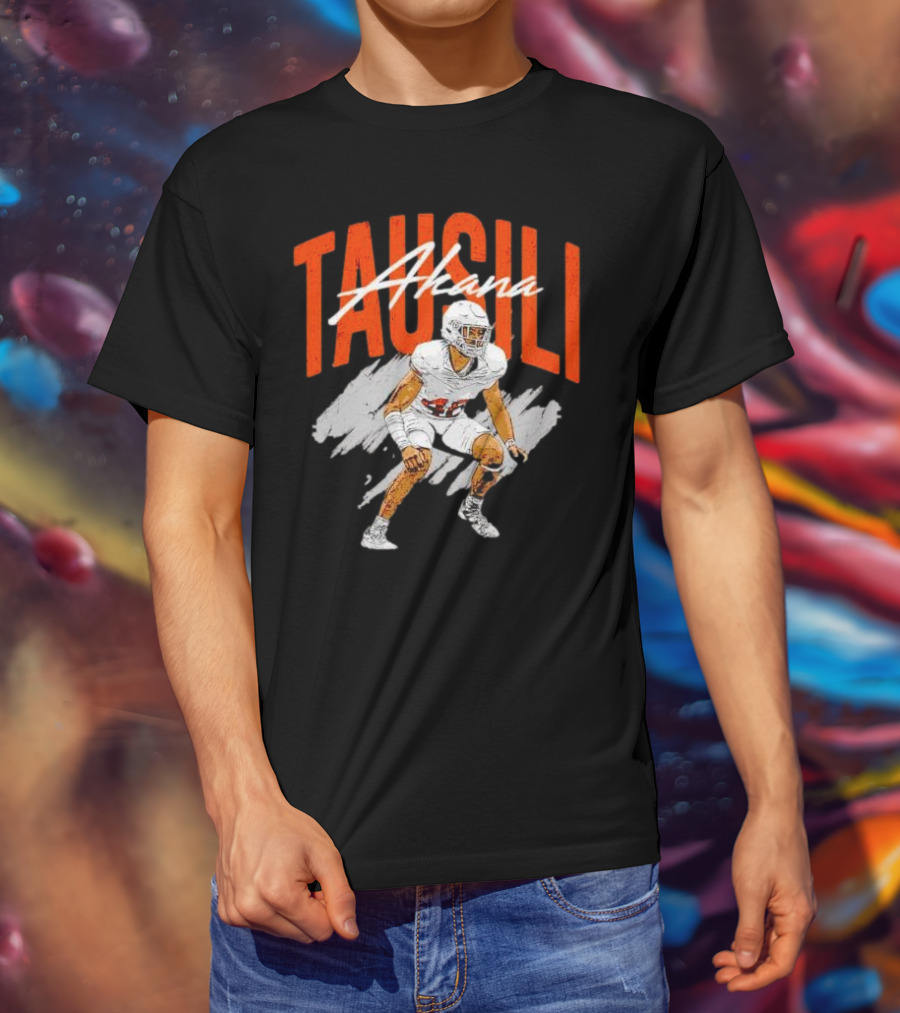 Tausili Akana Texas Longhorns Player Football Action T-Shirt