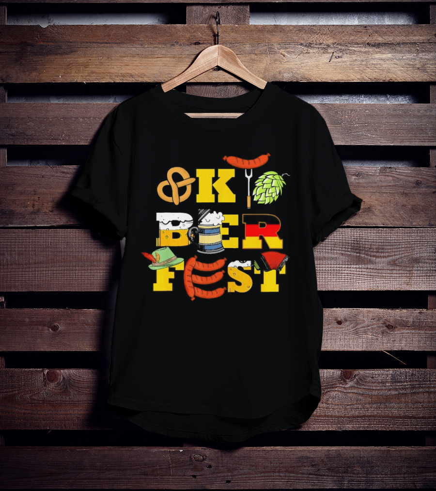Oktoberfest Germany Beer Pretzel Sausage Hat Lederhosen BBQ T-Shirt