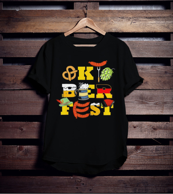 Oktoberfest Germany Beer Pretzel Sausage Hat Lederhosen BBQ T-Shirt