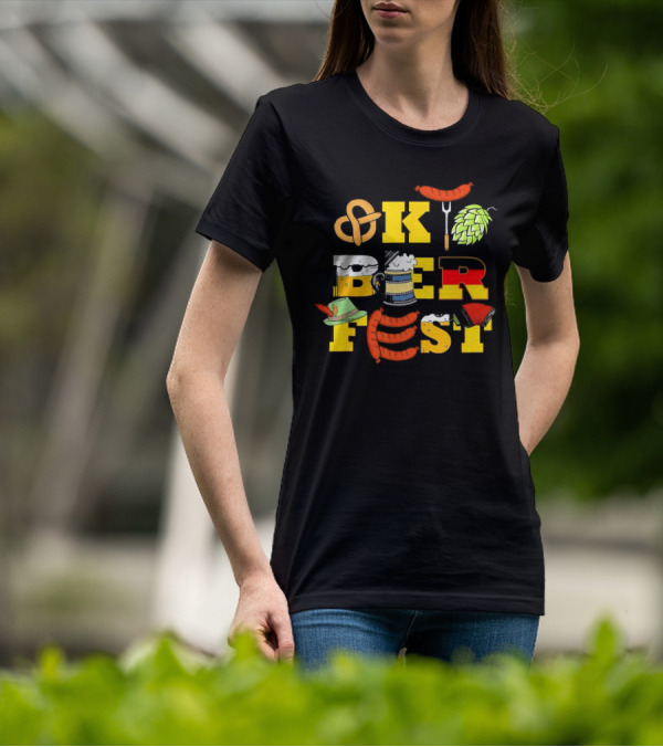 Oktoberfest Germany Beer Pretzel Sausage Hat Lederhosen BBQ T-Shirt