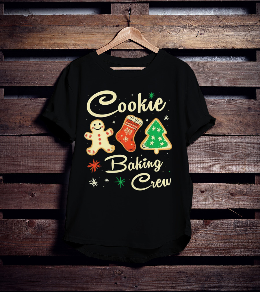 Cookie Baking Crew Christmas Gingerbread Stocking Tree Cookies T-Shirt